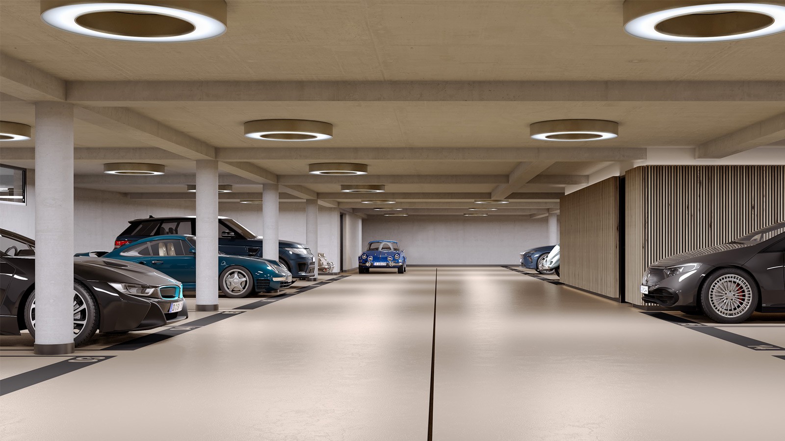 Symbolbild einer Tiefgarage im WIN WIN im Medienhafen Düsseldorf