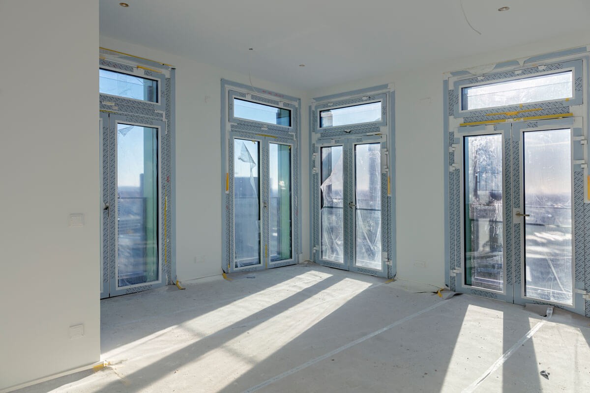 Rohbau einer Wohnung im WIN WIN im Düsseldorfer Medienhafen